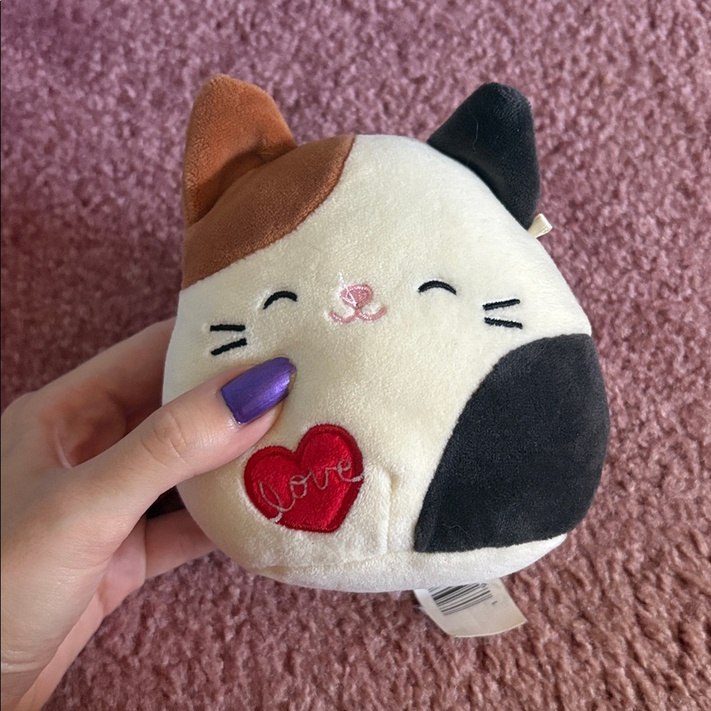 Cute Cat Squishmallow with Heart
